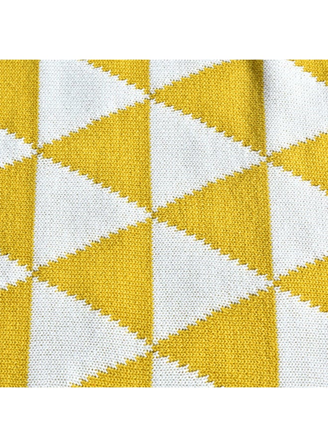 بطانية خفيفة محبوكة ودافئة بتصميم مثلثات هندسية polyester أصفر 130x160سم - Image 4