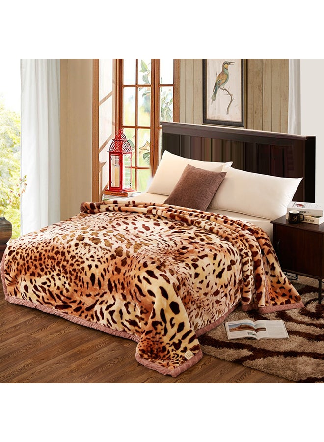 Leopard Printed Trendy Throw Blanket Cotton Multicolour 180x220centimeter - Image 1