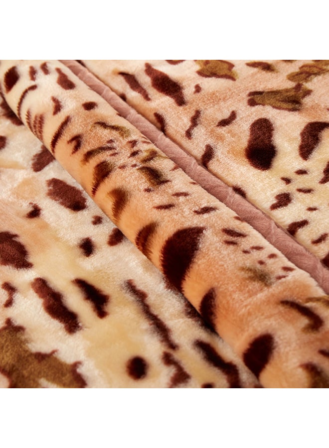 Leopard Printed Trendy Throw Blanket Cotton Multicolour 180x220centimeter - Image 2
