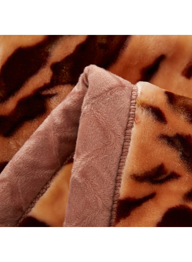 Leopard Printed Trendy Throw Blanket Cotton Multicolour 180x220centimeter - Image 4