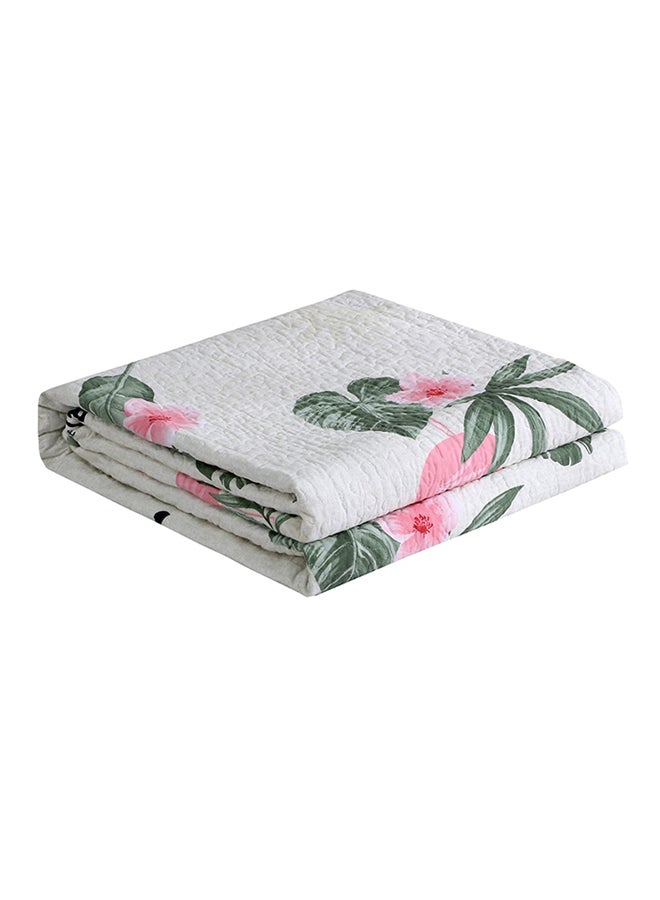 بطانية ناعمة بتصميم ورق شجر cotton أبيض 150x200سم  - Image 1