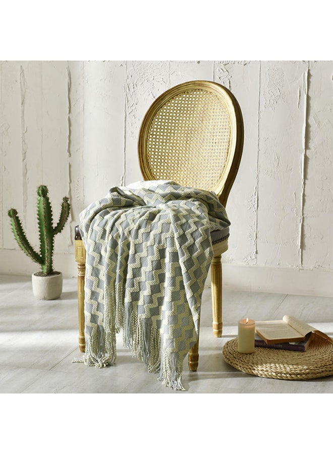 Wave Pattern Casual Knitted Blanket polyester Grey 120x200cm - Image 2