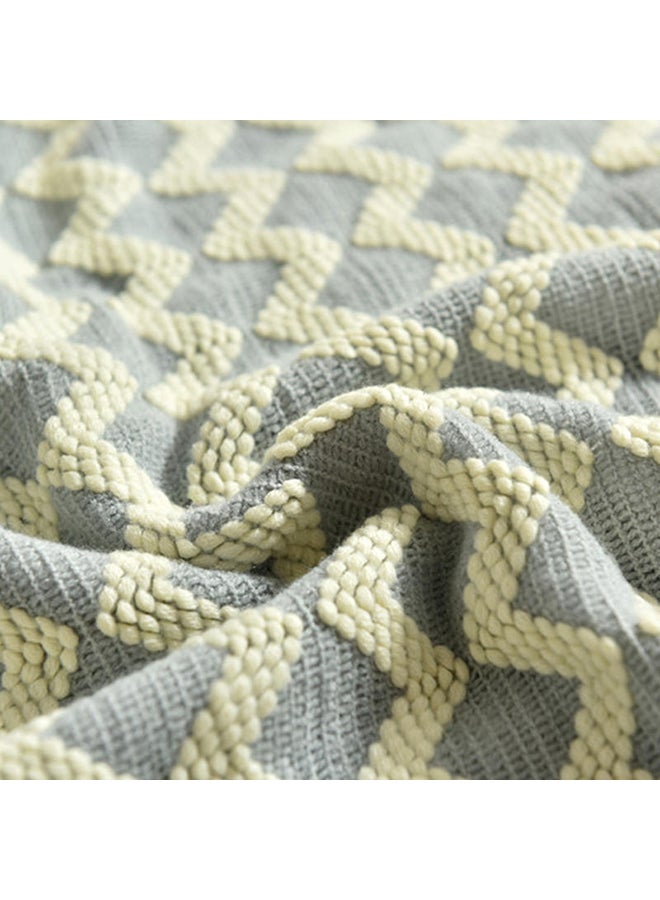 Wave Pattern Casual Knitted Blanket polyester Grey 120x200cm - Image 3