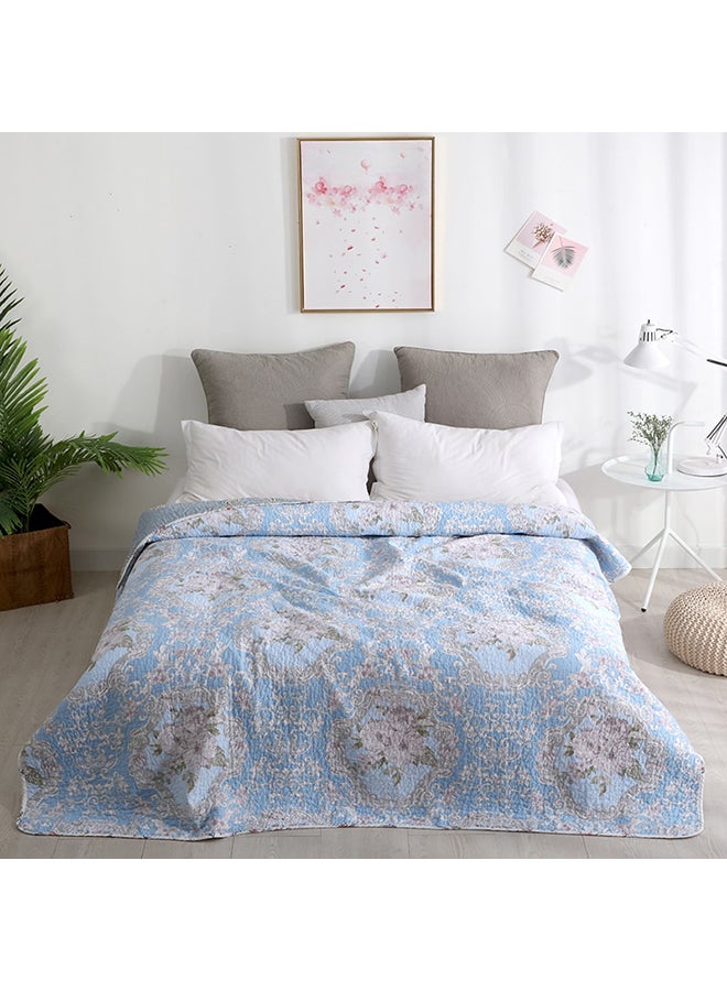 بطانية ناعمة مزينة بنقشة زهور cotton أزرق 150x200سم  - Image 2