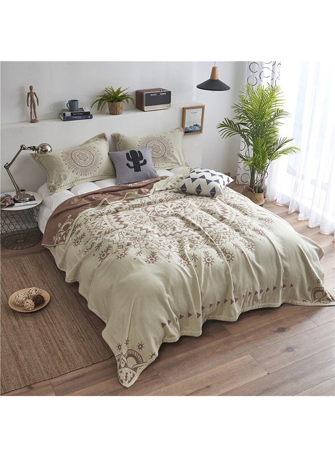 Floral Jacquard Comfy Bed Blanket cotton Beige 150x200cm  - Image 2