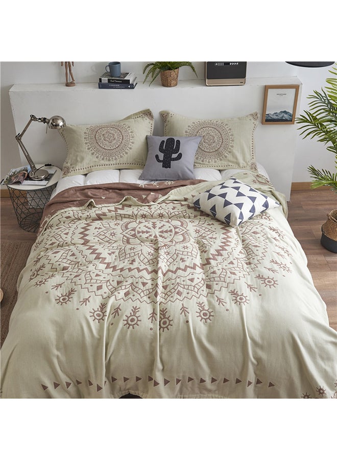 Floral Jacquard Comfy Bed Blanket cotton Beige 150x200cm  - Image 3