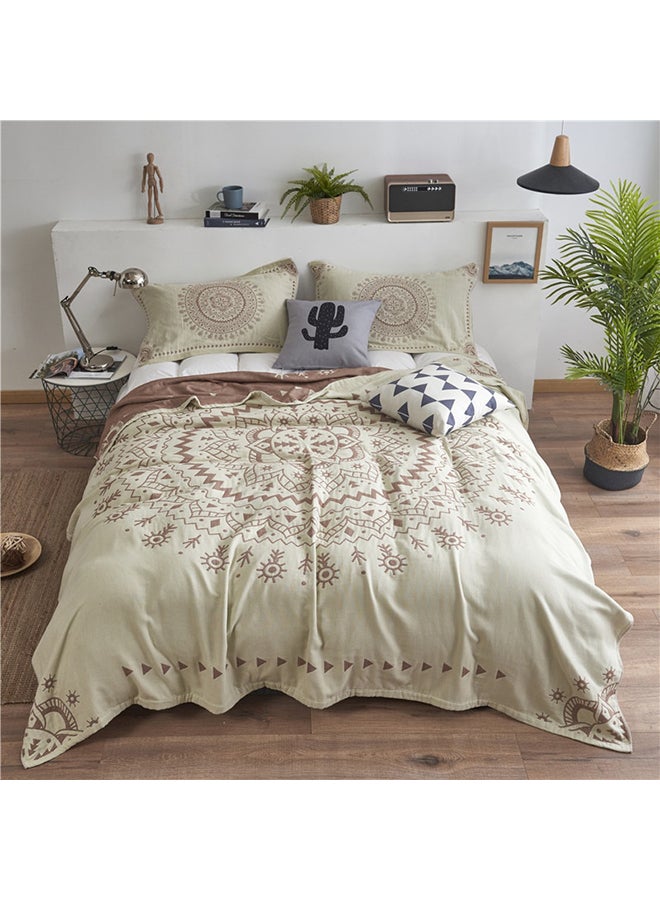 Floral Jacquard Comfy Bed Blanket cotton Beige 150x200cm  - Image 1