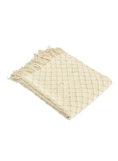 Solid Color Diamond Pattern Knitting Blanket polyester Beige 130x150cm