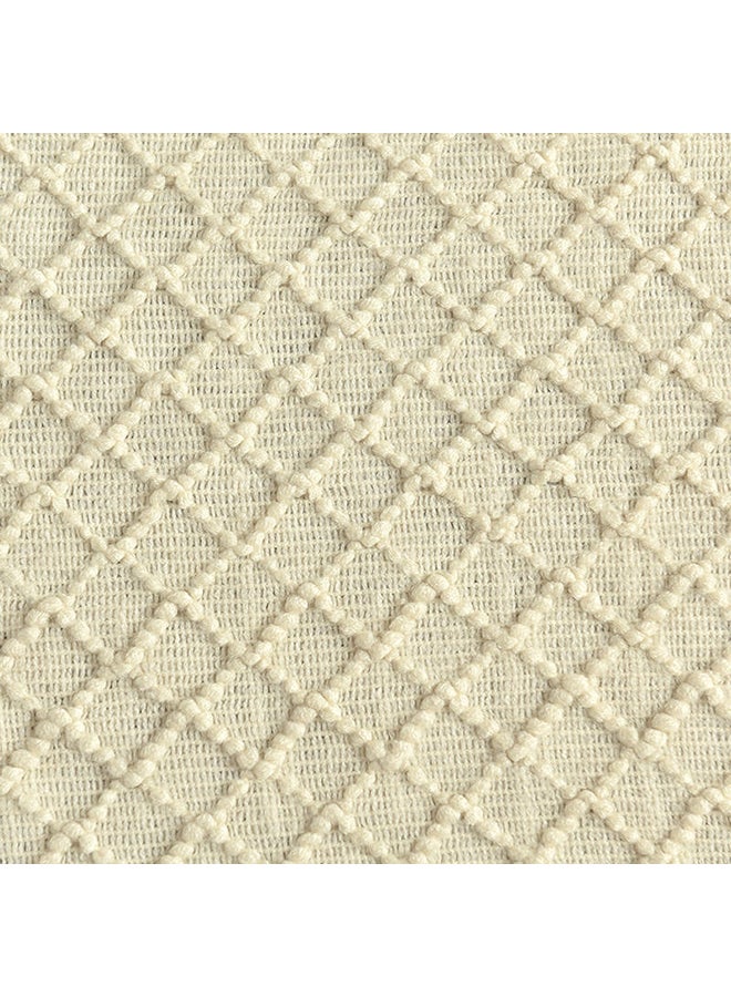 Generic - Solid Color Diamond Pattern Knitting Blanket polyester Beige 130x150cm - Image 1