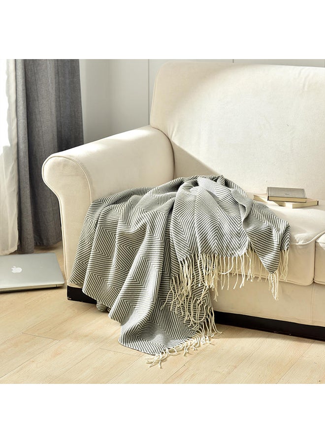 Geometric Pattern Knitting Blanket polyester Grey 130x150cm - Image 2