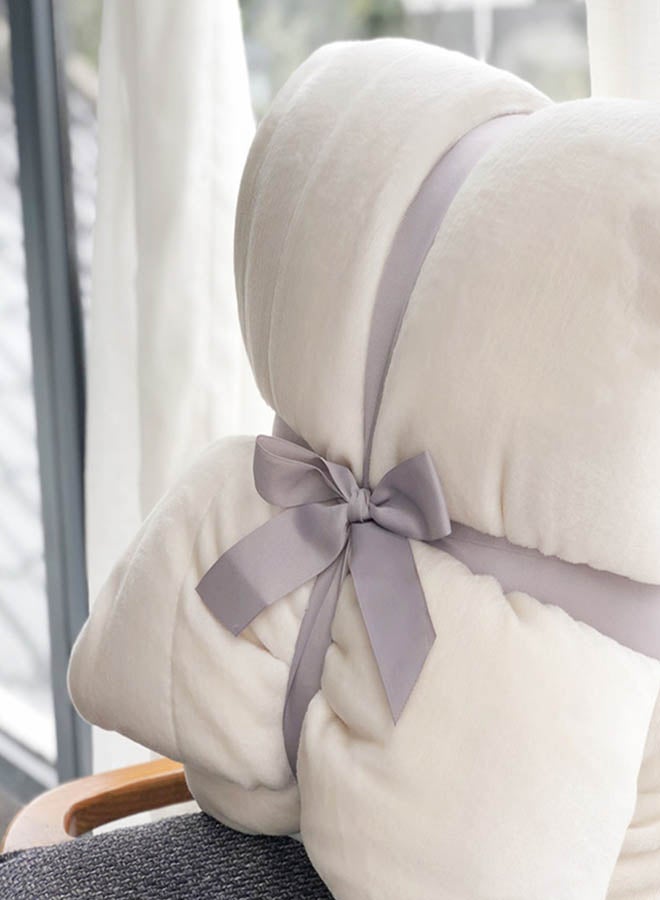 Solid Berber Fleece Soogan cotton White 150x200cm  - Image 2