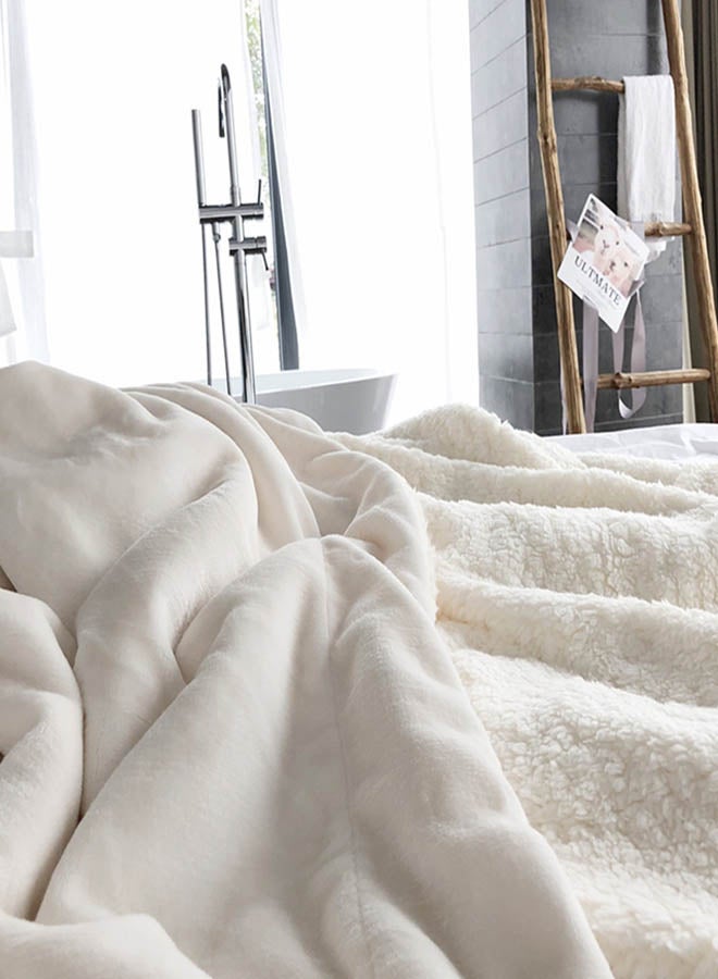 Solid Berber Fleece Soogan cotton White 150x200cm  - Image 4
