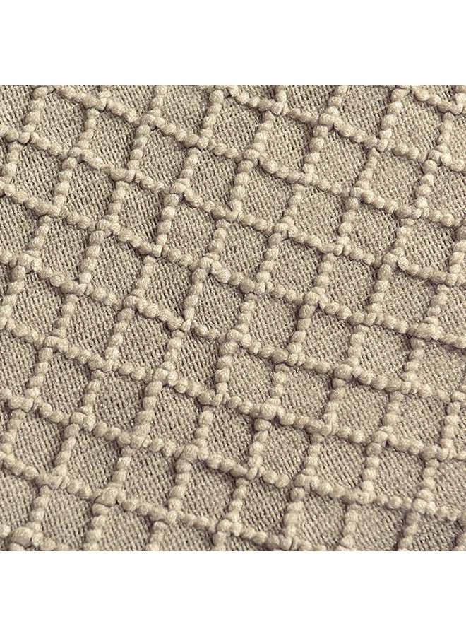 Knitted Throw Blanket polyester Beige 130x150cm  - Image 4