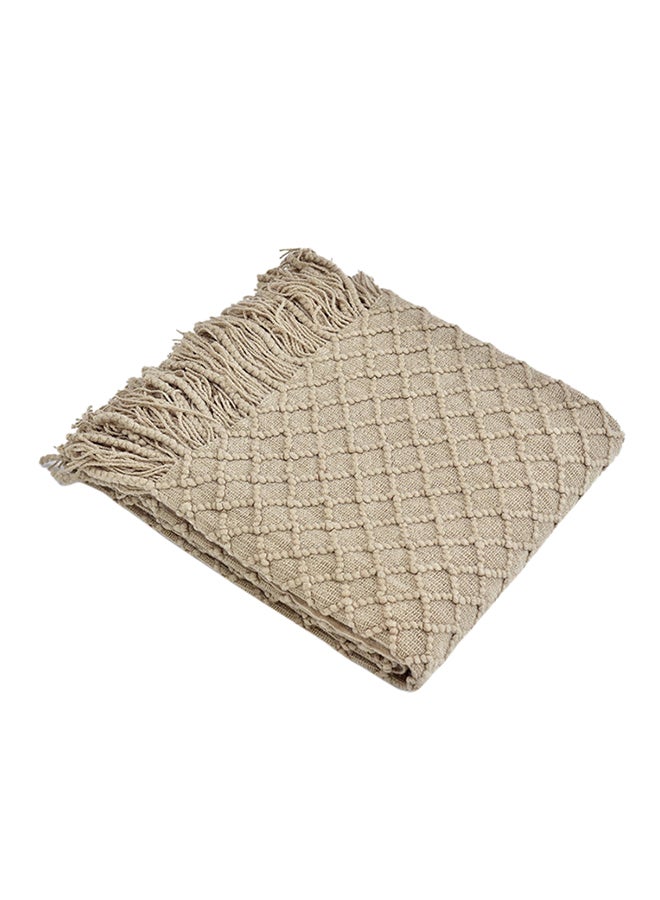 Knitted Throw Blanket polyester Beige 130x150cm  - Image 1