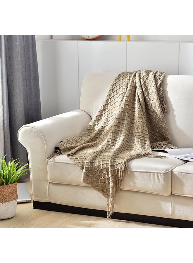 Knitted Throw Blanket polyester Beige 130x150cm  - Image 3