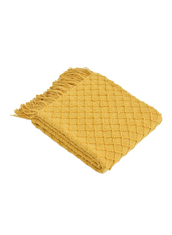 Solid Color Soft Knitting Blanket Polyester Yellow 130x150cm - Image 1