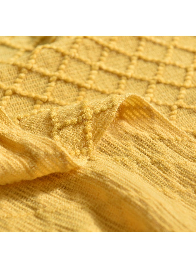 Solid Color Soft Knitting Blanket Polyester Yellow 130x150cm - Image 3