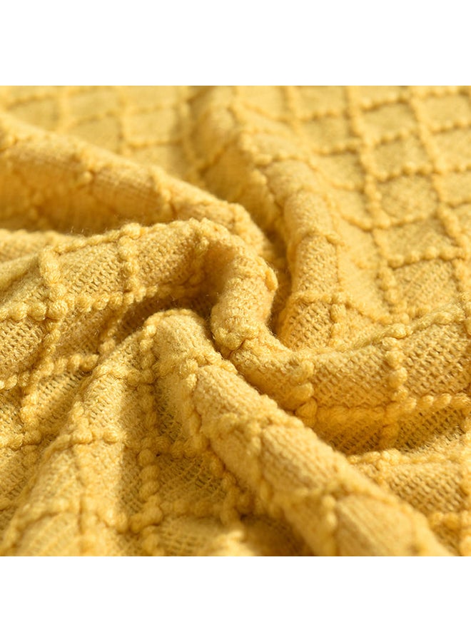 Solid Color Soft Knitting Blanket Polyester Yellow 130x150cm - Image 4