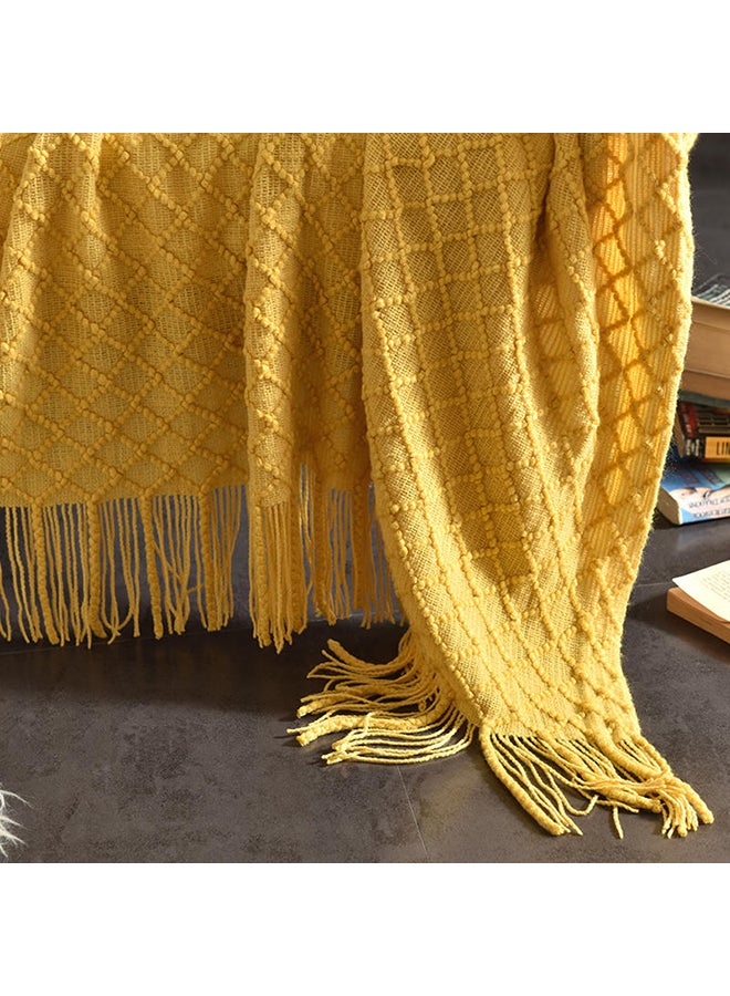 Solid Color Soft Knitting Blanket Polyester Yellow 130x150cm - Image 5