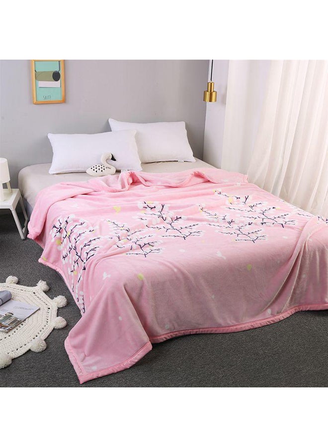Plant Pattern Soft Blanket cotton Pink 180x230cm - Image 2
