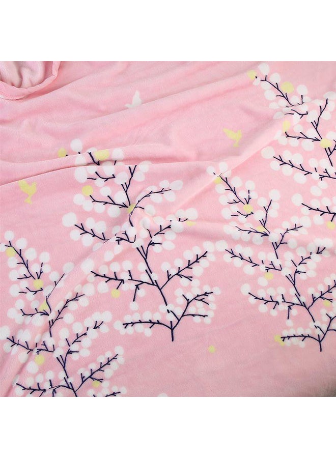 Plant Pattern Soft Blanket cotton Pink 180x230cm - Image 3