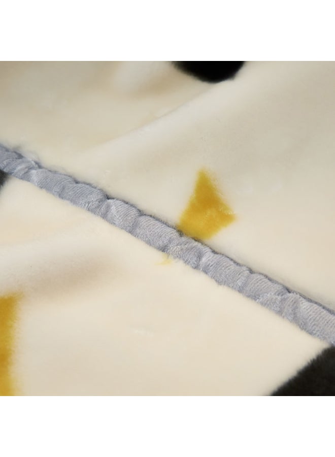 بطانية سميكة مزينة بطبعة أشكال هندسية cotton أبيض 180x220سم  - Image 2