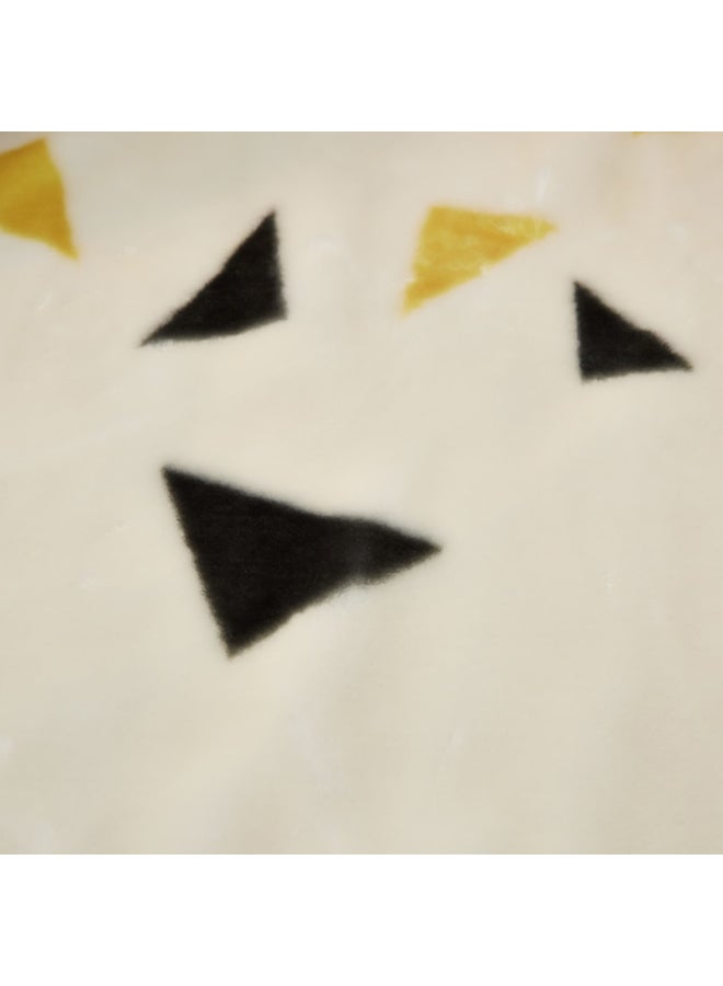 بطانية سميكة مزينة بطبعة أشكال هندسية cotton أبيض 180x220سم  - Image 3