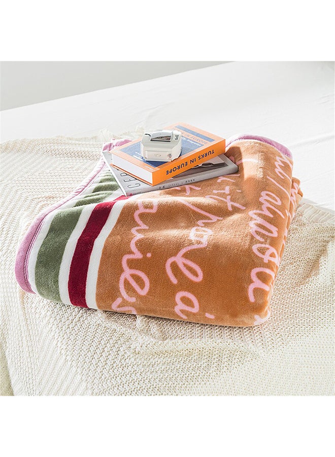 Letter Print Soft Blanket cotton Beige 150x200cm  - Image 3