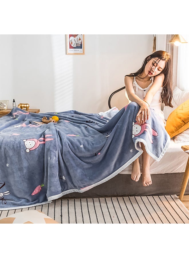 بطانية سميكة مزينة بنقشة مربعات ورسومات كرتونية cotton أزرق 120x200سم  - Image 3