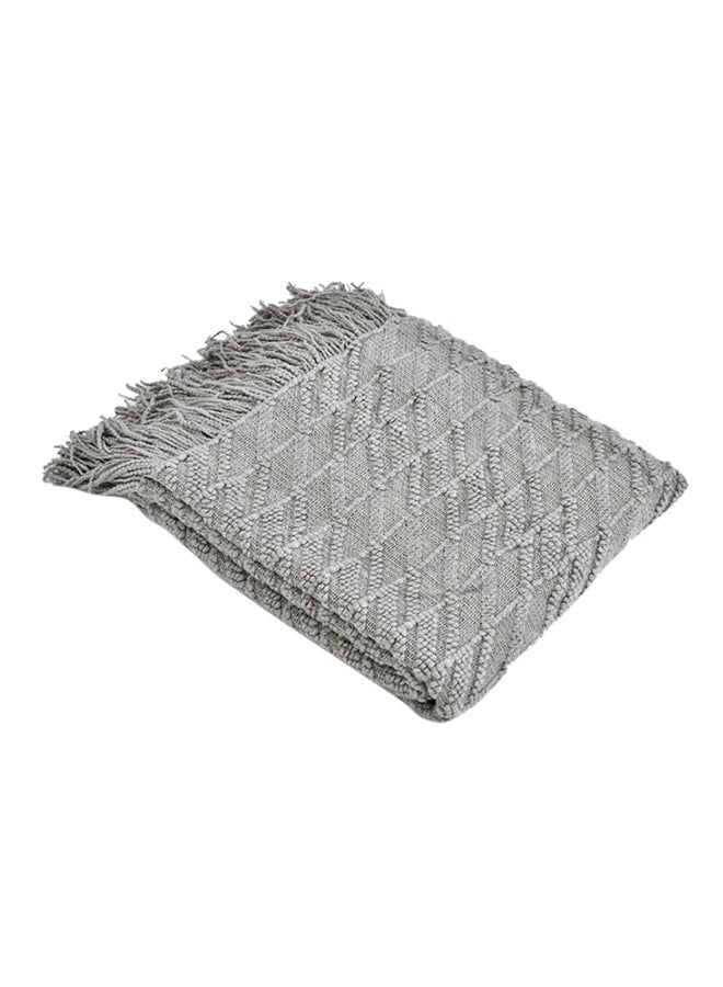 Diamond Pattern Knitting Blanket Polyester Grey 130x170cm - Image 1