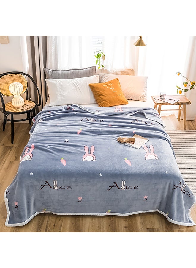 بطانية سميكة مزينة بنقشة مربعات ورسومات كرتونية cotton أزرق 120x200سم  - Image 1