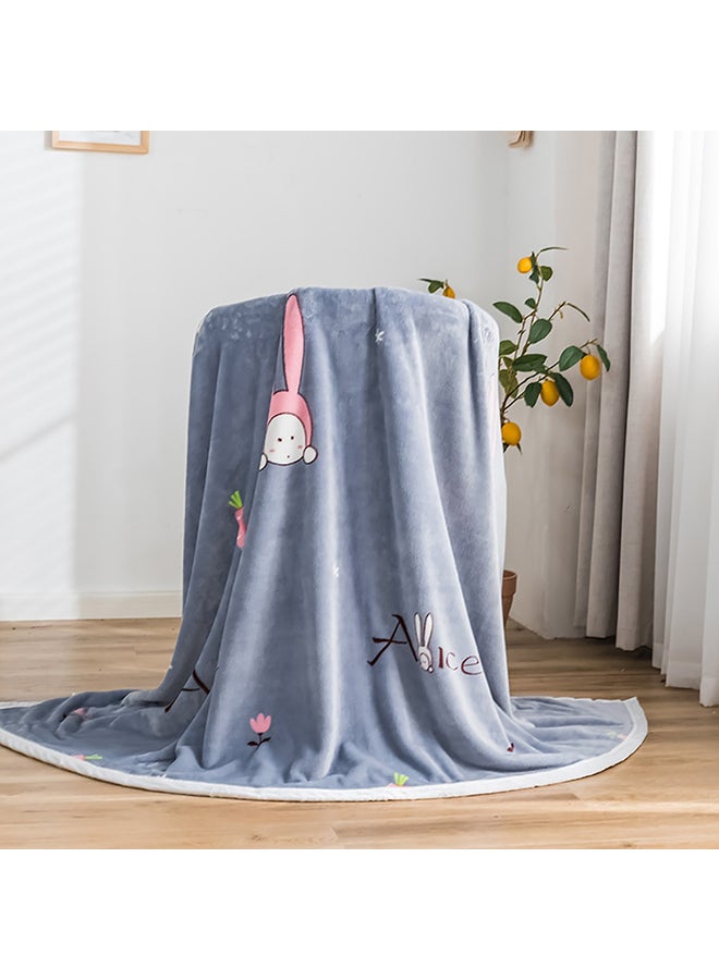 بطانية سميكة مزينة بنقشة مربعات ورسومات كرتونية cotton أزرق 120x200سم  - Image 2