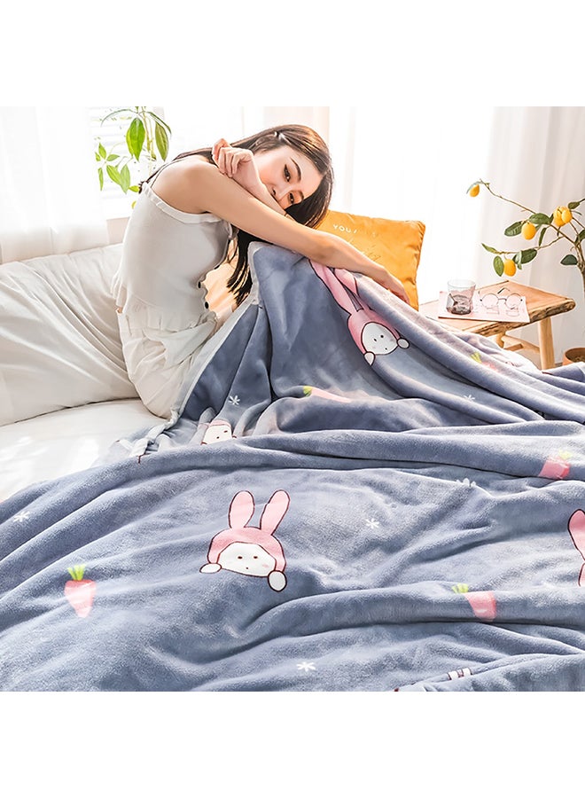 بطانية سميكة مزينة بنقشة مربعات ورسومات كرتونية cotton أزرق 120x200سم  - Image 4