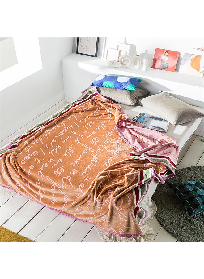 Letter Print Soft Blanket cotton Beige 150x200cm  - Image 2