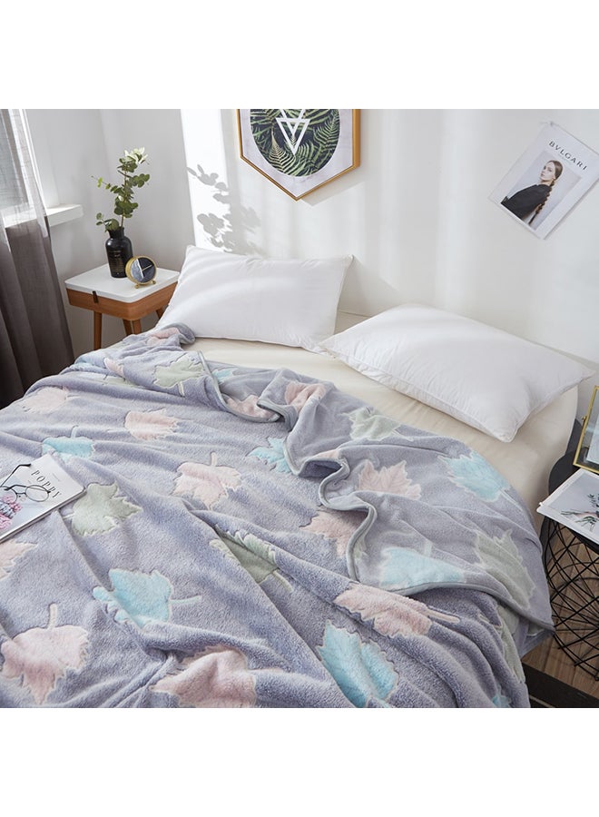 Leaves Pattern Cozy Soft Blanket polyester Multicolour 120x200cm - Image 2