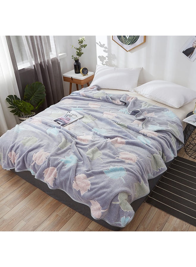 Leaves Pattern Cozy Soft Blanket polyester Multicolour 120x200cm - Image 1