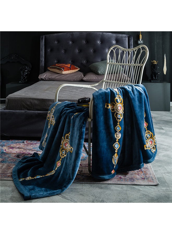 بطانية ناعمة مزينة بنقشة مربعات cotton أزرق 150x200سم  - Image 3