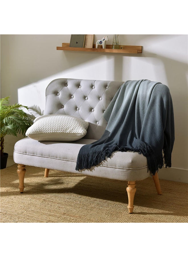 Solid Color Tassel Design Warm Blanket polyester Grey/Black 130x150cm - Image 2