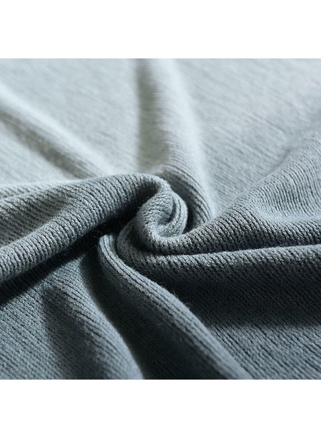 Solid Color Tassel Design Warm Blanket polyester Grey/Black 130x150cm - Image 5