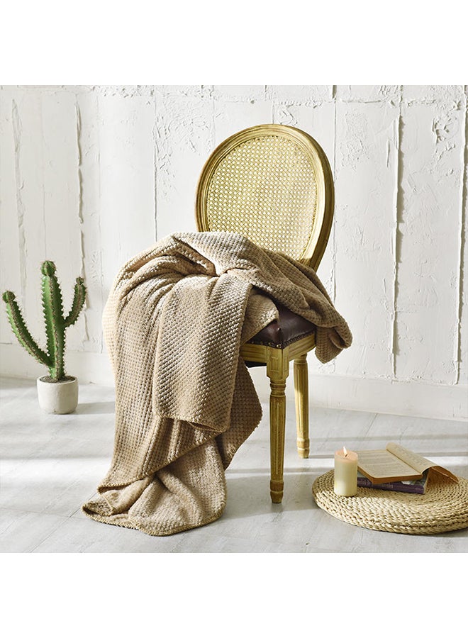 Solid Color Soft Warm Throw Blanket polyester Beige 150x200cm  - Image 3