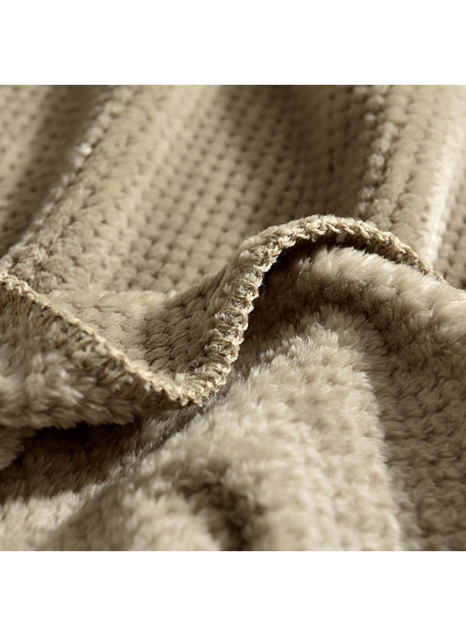 Solid Color Soft Warm Throw Blanket polyester Beige 150x200cm  - Image 4