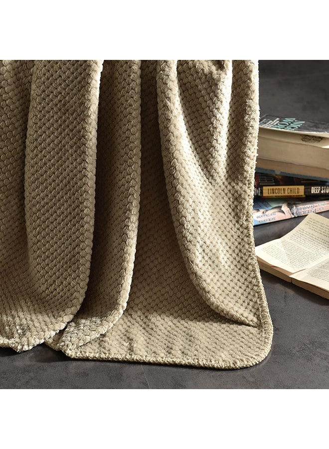 Solid Color Soft Warm Throw Blanket polyester Beige 150x200cm  - Image 5