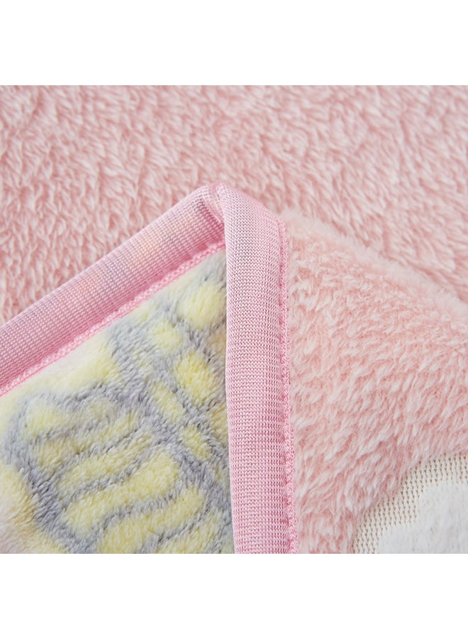 بطانية من قماش جاكار بطبعة سمك cotton وردي 150x200سم - Image 5