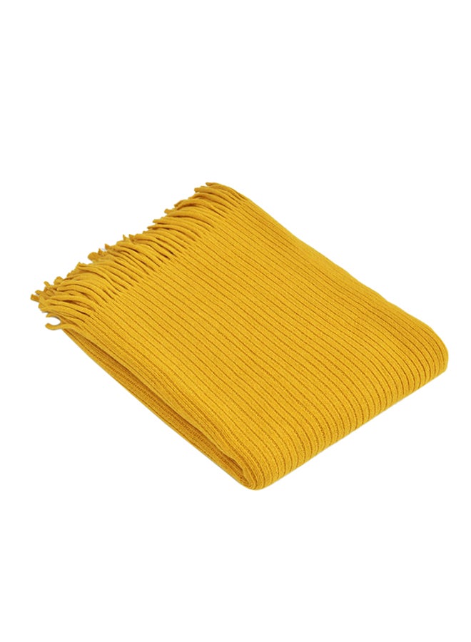 Generic Tassel Design Soft Blanket Polyester Yellow 125x150centimeter  - Image 1