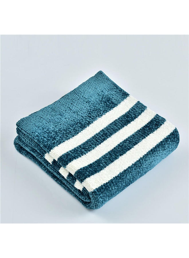 بطانية ديكور منسوجة بتصميم خطوط بعدة ألوان polyester أزرق 130x150سم - Image 1