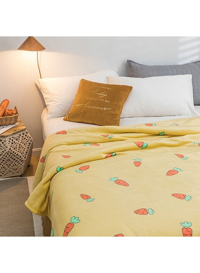 Carrots Pattern Supple Comfy Sleeping Blanket cotton Yellow 150x200cm - Image 3