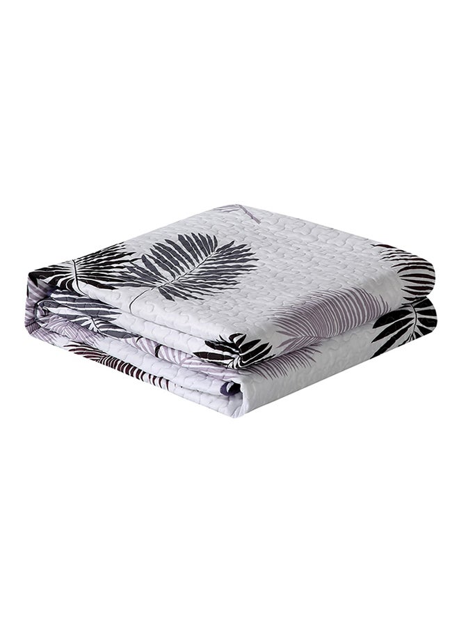 بطانية ناعمة عصرية بطبعة أوراق شجر cotton أبيض 150x200سم  - Image 1
