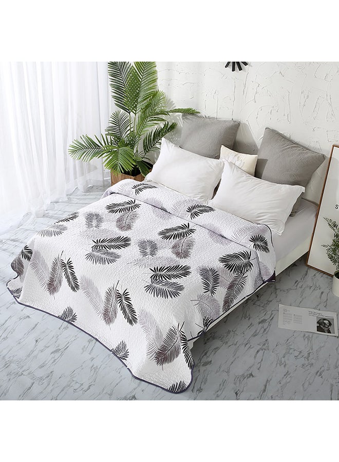 بطانية ناعمة عصرية بطبعة أوراق شجر cotton أبيض 150x200سم  - Image 2