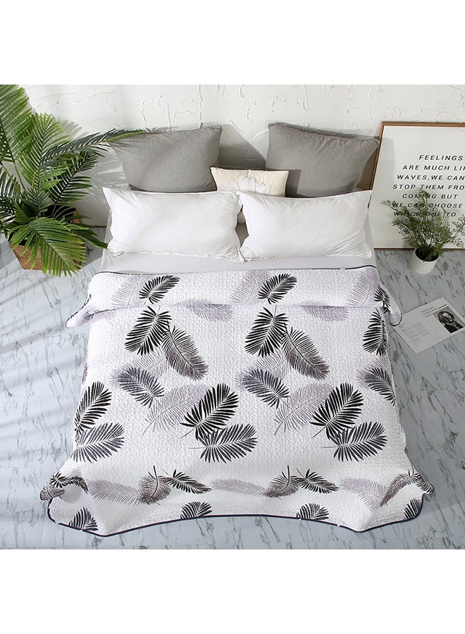 بطانية ناعمة عصرية بطبعة أوراق شجر cotton أبيض 150x200سم  - Image 3