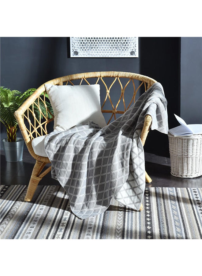 Casual Home Use Warm Throw Blanket cotton Grey 130x160cm - Image 2